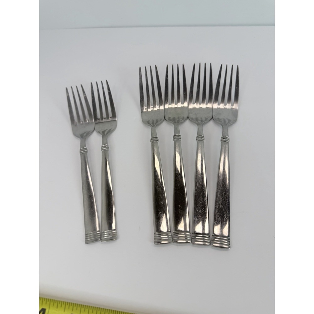 4 Dinner Forks 2 Salad Wallace Napoli Stainless Flatware Glossy Lot